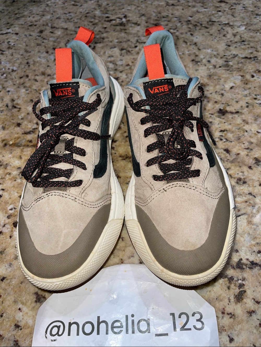 Vans UltraRange Men’s Suede Low-Top Sneakers in Taupe with Orange Accents